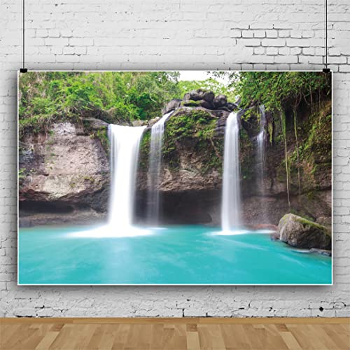 9x6ft Waterfall Backdrop Canyon Cliff Stream Photography Background Natural Landscape Mountain Wall Background for Adult Summer Vacation Photography Props
