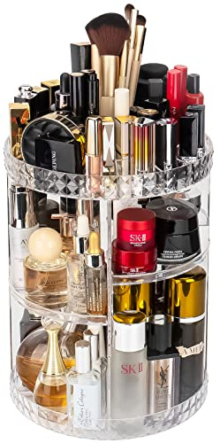 OBSGUMU 360 Grad drehbarer Make-up-Organizer, Acryl Make-up Organizer für Parfüm Kosmetik Lippenstift, große Kapazität Make-up Aufbewahrung für Frauen, Mädchen (Transparent)