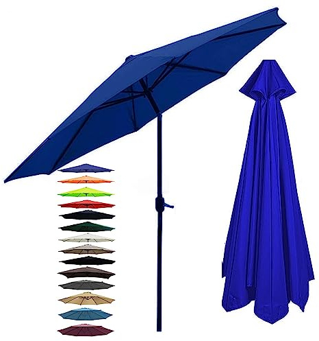NEZIH Patio Umbrella Cloth,Cantilever Umbrella Replacement Parasol Fabric Canopy 6 Ribs/8 Ribs, 2M/2.7M/3M Replacement Covers/Blue/3M-(6 Ribs)
