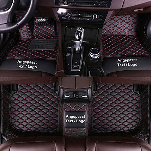Anpassen Fußmatten für Opel Insignia Astra Mokka Zafira Adam Grandland x Corsa,PU-Leder Allwetter rutschfeste wasserdichte Auto Fussmatten Set (Schwarz Rot)