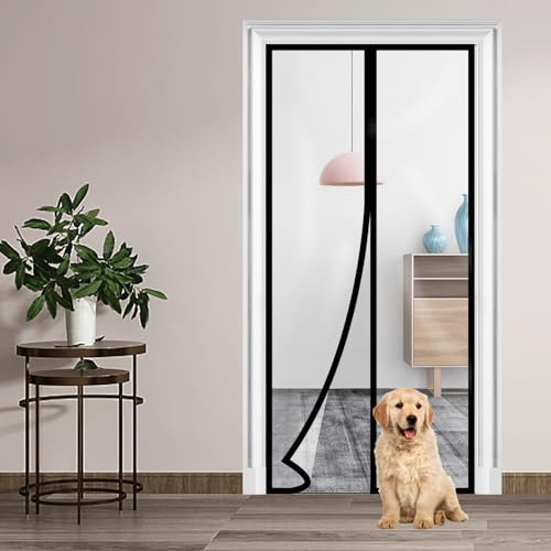 Transparent Insulated Door Curtain，Skloopearg Magnetic Thermal Door Screen Auto Closer Fits Doors Up to 34 x 80, to Keep Warm in Winter Cool in Summer for Air Conditioner Room, Kitchen, Bedroom