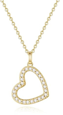GAVU Kette Herz Damen mit Herz Zirkonia Anhänger, Halskette Damen Silber 925 Gold Rosegold