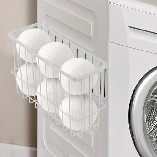 Qivine Magnetic Metal Basket, Large Capacity Dryer Ball Holder, Versatile Magnetic Shelves Lint Bin for Fridge Kitchen Office Laundry Washing Room