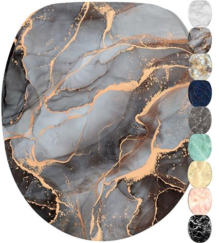 WC Sitz mit Absenkautomatik, viele schöne Marmor WC Sitze zur Auswahl, hochwertige und stabile Qualität (Marmor Abstrakt)