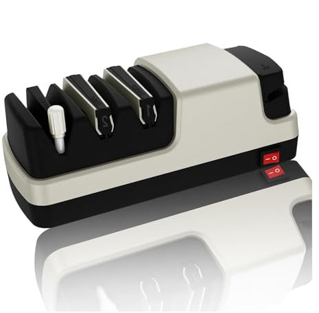 Affilacoltelli Professionale, 4 in 1 Acciaino Professionale, Con Abrasivi Diamantati Al 100% E Guide Angolari Di Precisione Affilatore Coltelli,Silver