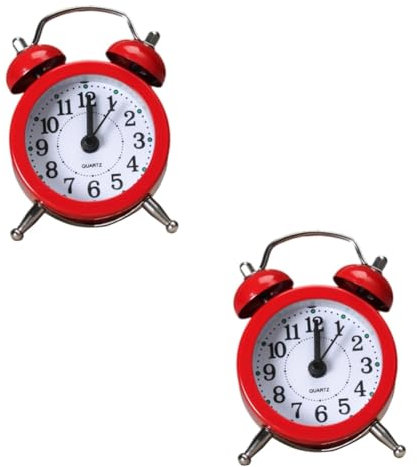 Yardenfun 2stücke Kreativer Mini-Alarm Mit Metallmaterial Leise Kompakte Tischuhr Für Schlafzimmer Und Büro Für Junge Mädchen Und Freunde Rot
