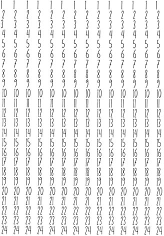 Fräulein Lotti | Wasserschiebefolie fuer Stabkerzen - Thema: Weihnachten Zahlen 1 bis 24 | Tattoofolie | schwarz DIN A5