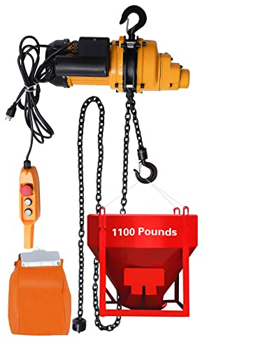 Electric Chain Hoist, 1100 lbs Single Phase Overhead Crane Hoist 13 Feet Max with Chain, 110V Overhead Crane Garage with Wired Remote Control, 1300W Lifting Power System (1100)