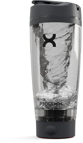 Promixx Pro Electric Protein Shaker Bottle – Rechargeable Automatic Blender Bottle with X-Blade, Smooth Shakes in Seconds – Portable Protein Shake Blender Cup, BPA-Free 600ml (Graphite Gray)