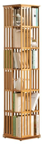 Um 360 Grad drehbares Eck-Bücherregal Bambus hohes schmales Bücherregal Ich habe ein Bücherregal geformt Wohnzimmerregale Bücherregal für Schlafzimmer Modernes Bücherregal für die Raumdekoration(Natur