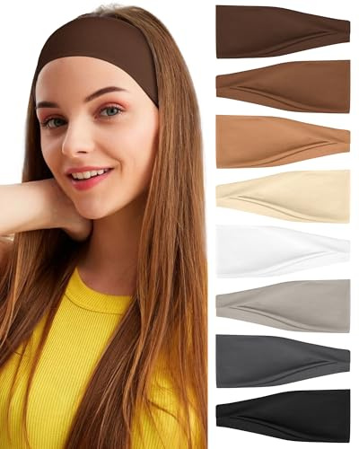 BELEVO 8 fasce per capelli da donna, elastiche, morbide, per adulti, antiscivolo, per yoga, sport, accessori alla moda