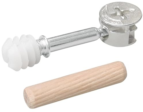 25 Sets of Cam Lock Nuts and Bolts – Cam Fixing Dowel Screws for Furniture (Silver)