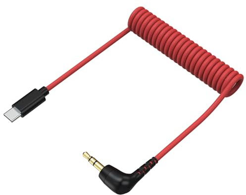 Zosvoses USB C to 3.5mm TRS Microphone Adapter Compatible with Rode Wireless GO 2/ME/Pro, Hollyland Lark M1/M2/150/MAX/MAX Duo DAC Wireless Microphone, Coiled Cable for Android iPhone 15/16