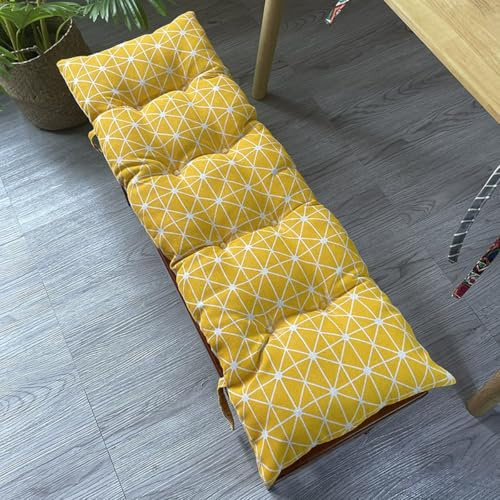 Mozzeilee Outdoor Bench Cushion, Chair Rattan Pad for Garden 2/3/4 Seater, Swing Patio Beach Thick Indoor Outdoor Seat Mat with Anti-slip Straps (Yellow,125x53x8cm)