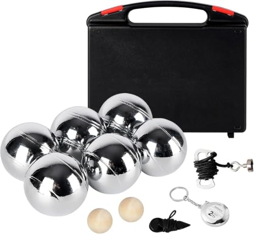 Lindahandel Boule Set mit Gravur/Ohne Gravur,Personalisierte Boule Set mit Hartschalenkoffer, 6 Boccia Kugeln–Petanque Metallkugeln,Outdoor Gartenspiel für Erwachsene, Strand,Camping & Familie