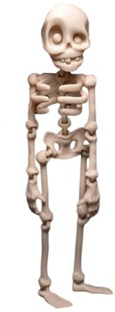 Magnete da frigorifero con scheletro stampato in 3D, snodabile, scheletro articolato, decorazione horror, teschio luminoso, adesivo per frigorifero