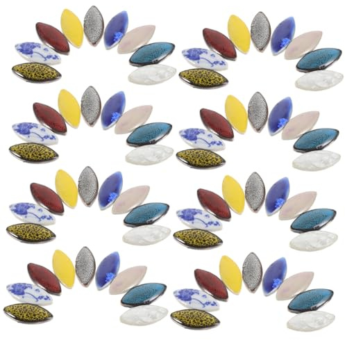 SHINEOFI Unregelmäßige Mosaiksteine Bamboo Leaf Form Steinfliesen für Diy Basteln Kreative Bunte Bastelstücke für Bilderrahmen Vasen Schmuckherstellung Sichere Natursteinfliesen für