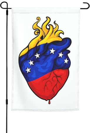 Bandera de jardín con estampado de corazón de Venezuela de 12 x 18 pulgadas, para todas las estaciones, decoración de patio, decoración de patio