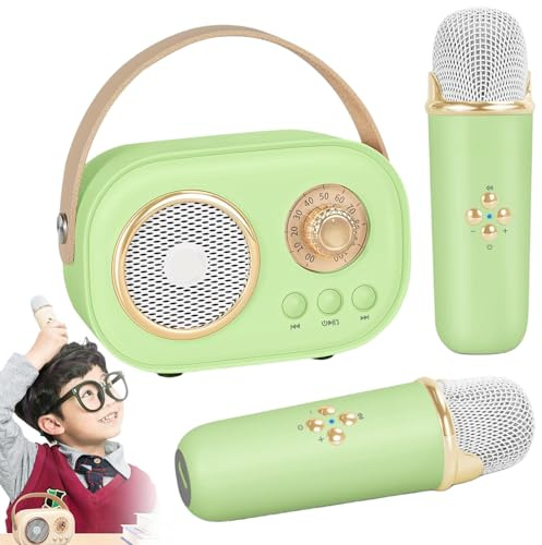 VivaMic - Juego de karaoke portátil para niños, mini máquina de karaoke con 2 micrófonos inalámbricos, altavoz Bluetooth portátil, 6 efectos de sonido para niños y adultos, cumpleaños, hogar, familia