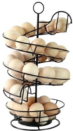 Distributeur Oeuf, 19.5x19.5x36cm Support à œufs créatif en forme de spirales pour la cuisine, spirales Rangement Contient Environ 36 Oeufs pour les comptoirs de cuisine