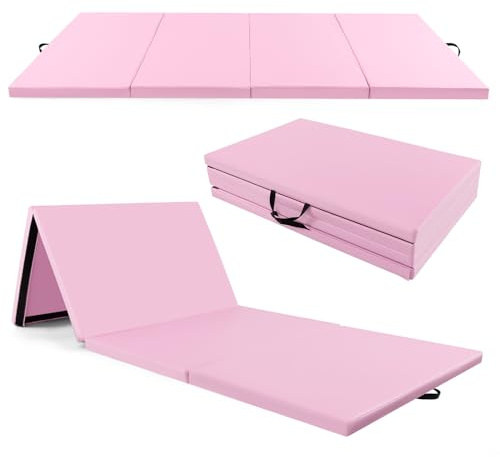 COSTWAY 300 x 120 x 5 cm Weichbodenmatte, Gymnastikmatte klappbar, Turnmatte aus PU mit Kletterverschluss & Tragegriffen, Fitnessmatte Yogamatte Zuhause für Gymnastik, Yoga