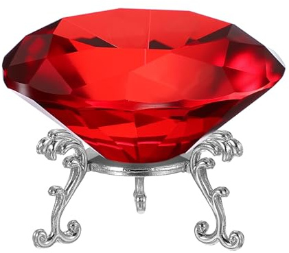 PATIKIL Pisapapeles De Cristal Con Forma De Diamante 80mm / 3.15 Rojo