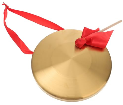 Cabilock Instrumento de Percusión Gong Chino de Aleación de Acero y Cobre Dorado con Martillo Incluido, Sonido Puro y Pulido Manual, Adecuado para Niños y Decoraciones Varios estilos