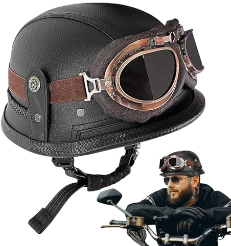 Casque De Scooter Demi-Visage – Ajustement Réglable De 56 À 62 Cm, Casquette De Moto Vintage, Boucle À Dégagement Rapide | Chapeau De Sécurité D'été Respirant avec Coque en Abs pour Hommes Et Femmes,