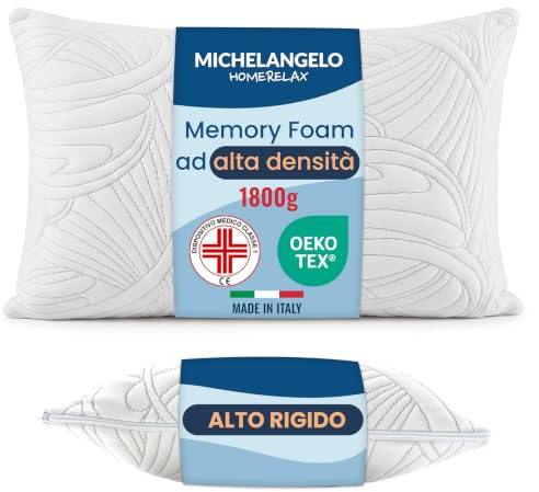 Michelangelo HomeRelax Cuscino Cervicale ALTO RIGIDO Memory Foam 15cm