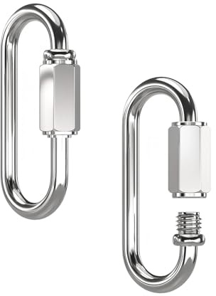 Qrity 2 Stück Edelstahl Schraubverbinder, M4 Kettenglied Karabiner, Kettennotglied für Zuhause, Camping, Wandern, 120kg Tragkraft