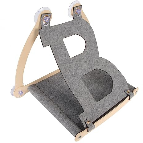 CHEOTIME Cama con Ventana para Gatos, Hamaca inalámbrica para Mascotas Desmontable con 4 Ventosas Grandes y Fuertes, Base de Marco de Madera, Asiento de Descanso Suave para Gatos (Gris Claro)