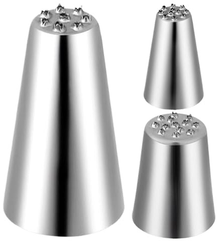 TYUKXJH Grass Piping Nozzle, 3 Piece Stainless Steel Set - Icing Nozzles and Grass Nozzles - for Pastry, Confectionery, Cookies, Home Baking, Business, Wedding, Commercial