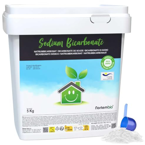 Nortembio Natron 5 kg 100% natürlich für die vielseitige Reinigung. Ohne Aluminium. Entfernt Gerüche und Schmutz. Küche, Bad, Textilien. E-Book inklusive
