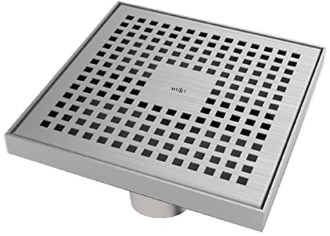 Bodenablauf 200x200 mm Edelstahl – Duschablauf mit Geruchsverschluss – Ablaufgarnitur begehbare Dusche – Edelstahlrost