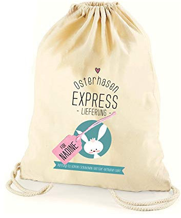 Zuziehbeutel Osterhasen Express Lieferung mit Namen personalisiert ♡Geschenkbeutel ♡Tasche ♡Hase ♡Ostern ♡Kordelzug