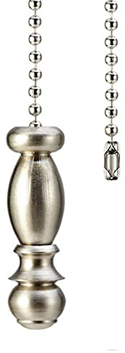Ceiling Fan Pull Chain 12 inch Brushed Nickel Pull Chain Extension Fan Chain Extender Ceiling Fan Pulls Ornament with Ball Fan Chain Connector for Ceiling Fan Light, 1PCS (Brushed Nickel)