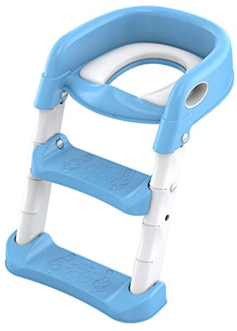 KUANDARYJ Töpfchentrainer Töpfchen für Kinder Toilettensitz mit Treppe/Leiter, Toiletten-Trainer Weiche Matte, Spritzschutz Zusammenklappbar, für Toiletten 38-42cm, Blue