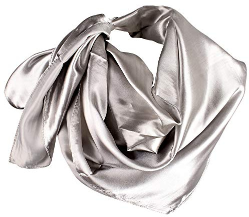 YOFASEN Hijab huvudduk för kvinnor – 1 styck enfärgad satin muslimsk islamisk huvudbonad kvinnor ansiktsslöja turban 90 x 90 cm, SILVER-GRÅ, one size