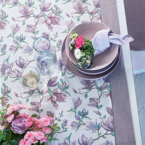 APELT Tischdecke Magnolien Flieder 44x140 cm