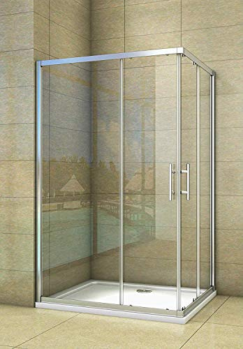 Aica Sanitär duschkabine 90 x 90 cm eckeinstieg eckkabine duschabtrennung schiebetür NANO sicherheitsglas 195cm