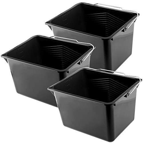 KADAX Secchio per Pittura, Secchio in plastica, Secchio con manico in metallo, Secchio per Muratori, Secchio per Malta, Secchi in Plastica, Secchio per Edilizia (8 l, 3 pezzi, nero)