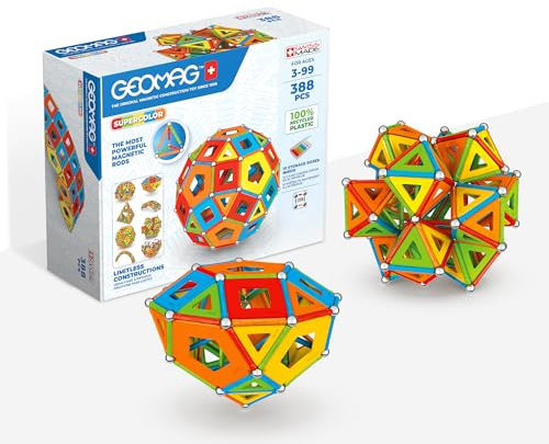 Geomag - Classic Masterbox Magnetische Bausteine für Kinder, Magnetisches Spielzeug, Grüne Kollektion 100% Recyceltes Plastik, 3-99 Jahre, 388 Teile