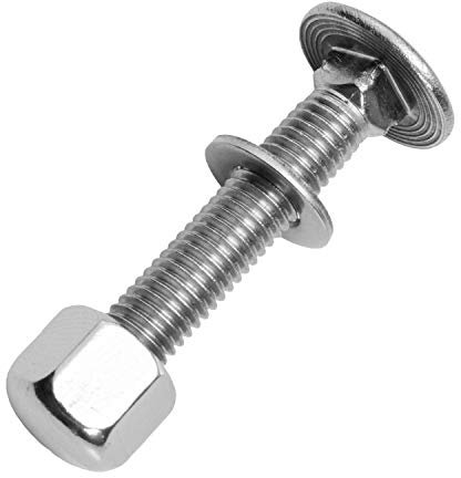 Schlossschrauben M12x50/50 mm mit Hutmuttern & Unterlegscheiben M12 aus Edelstahl A2 (100 Stück) | Flachrundschrauben - Kappenmuttern niedrige Form - Beilagscheiben von MESAROS®