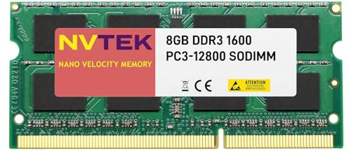NVTEK Memorycity Barrette de mémoire DDR3 1600 MHz PC3-12800 SODIMM 2Rx8 1,35 V 204 broches non ECC pour ordinateur portable 8 Go
