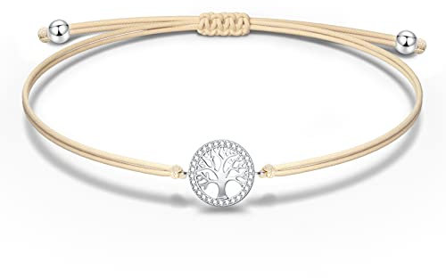 NINAWISH Armband Damen Silber - Freundschaftsarmband, Lebensbaum Kette, Erstkommunion Geschenke für Mädchen