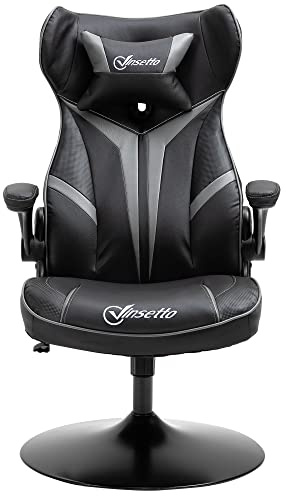 Vinsetto Fauteuil Gamer Chaise de Jeu Gaming pivotante 360° Ergonomique Hauteur réglable accoudoirs revelables Coussin têtière Inclus revêtement Similicuir 67 x 70 x 106-112 cm Gris Clair et Noir