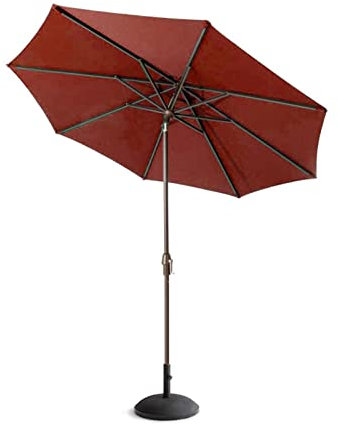 HDZNDH 270cm Sonnenschirm Balkon, knickbar mit Kurbel, neigbar mit 8 Rippen, UV-Schutz, Marktschirm Gartenschirm Terrassenschirm, for Garten,Deck,Schwimmbad,Sandstrand (Color : Red, Size : 2.7m)