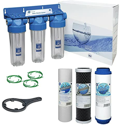 Aquafilter 3 Stage 10 Water Purifier and dechlorinator Filter 1, 1/2, 3/4 BSP (1/2 BSP)
