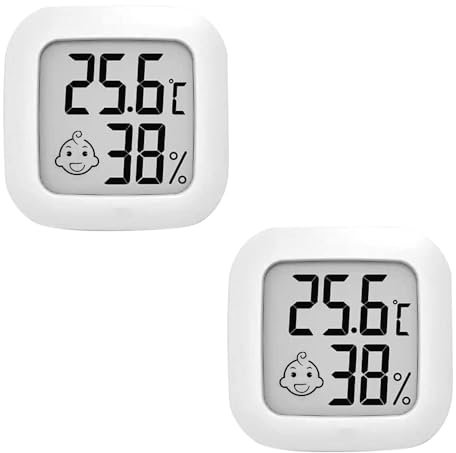 OPPERD 2 Pcs LCD Digital Hygrometer Thermometer, Mini Digital Room Temperature Monitor, Indoor Temperature Humidity Monitor for Bedroom, Car, Baby Room, Warehouse, Cellar, Office