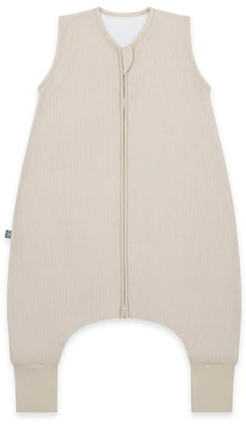 emma & noah Baby Schlafsack mit Füßen 1.0 TOG, Ganzjahres Schlafsack mit Beinen für den Frühling, Sommer und Herbst, 100% Bio-Baumwolle, Oeko-TEX Zertifiziert (Essential Beige, 110 cm)